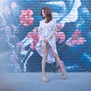 Sheer tie front tunic